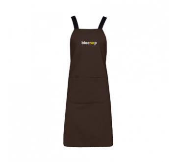 TABLIER AVEC POCHE EN COTON BIO K8002 CHOCOLATE + BRODERIE CŒUR BLANCHE