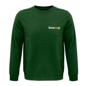 SWEAT-SHIRT COL ROND COMET VERT + BRODERIE CŒUR BLANCHE...
