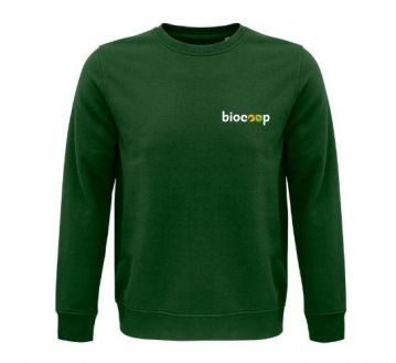 SWEAT-SHIRT COL ROND COMET VERT + BRODERIE CŒUR BLANCHE sans fond