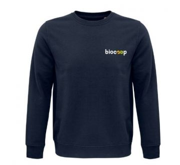 SWEAT-SHIRT COL ROND COMET BLEU + BRODERIE CŒUR BLANCHE
