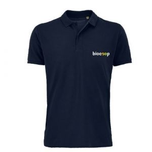 POLO PLANET MEN BLEU + BRODERIE CŒUR BLANCHE
