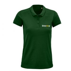 POLO PLANET WOMEN VERT + BRODERIE CŒUR BLANCHE sans fond