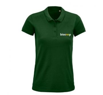POLO PLANET WOMEN VERT + BRODERIE CŒUR BLANCHE sans fond