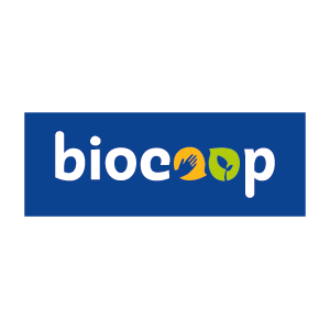 BRODERIE COEUR"BIOCOOP" BLANC 4 COULEURS AVEC FOND BLEU