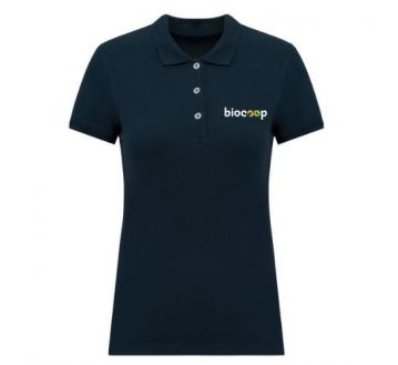 Polo femme manches courtes marine  + BRODERIE CŒUR 3 couleurs sans fond