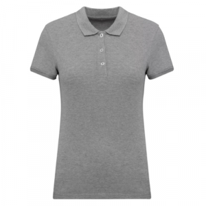 Polo femme manches courtes Oxford grey  + BRODERIE CŒUR 2