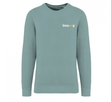 Sweat-shirt écoresponsable unisexe Made In Portugal Washed jade green  + BRODERIE CŒUR 3 couleurs sans fond