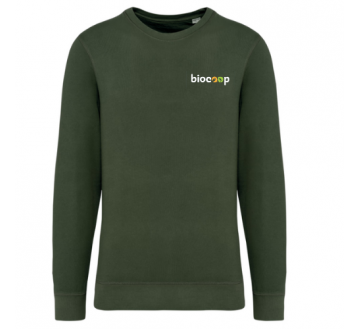 Sweat-shirt écoresponsable unisexe Made In Portugal Washed organic khaki  + BRODERIE CŒUR 3 couleurs sans fond