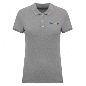Polo femme manches courtes Oxford grey  + BRODERIE CŒUR 3...