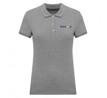 Polo femme manches courtes Oxford grey  + BRODERIE CŒUR 3 couleurs sans fond