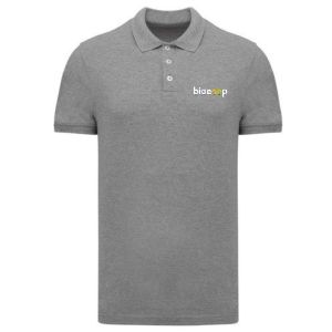 Polo homme manches courtes Oxford grey  + BRODERIE CŒUR