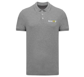 Polo homme manches courtes Oxford grey  + BRODERIE CŒUR